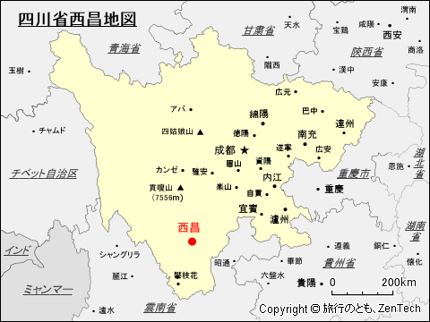 四川省西昌地図