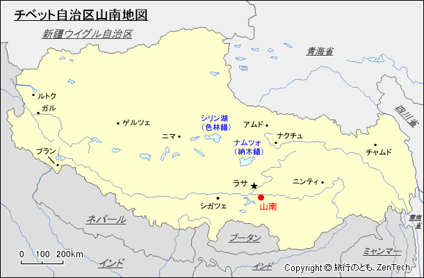 チベット自治区山南地図