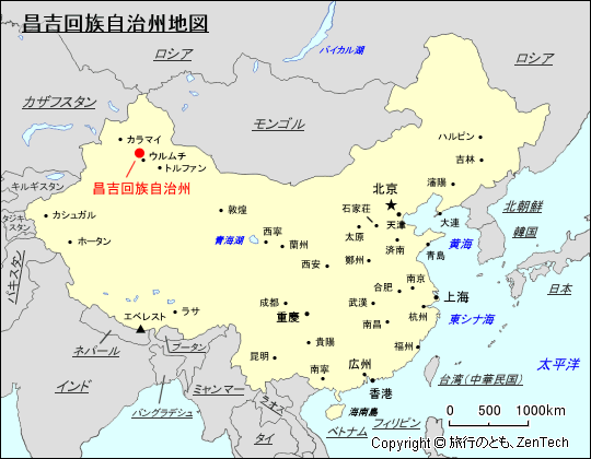昌吉回族自治州地図