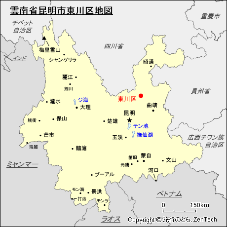 雲南省昆明市東川区地図