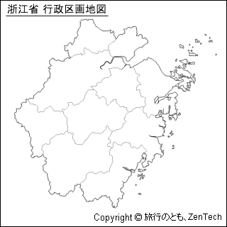 浙江省 行政区画地図（小サイズ）