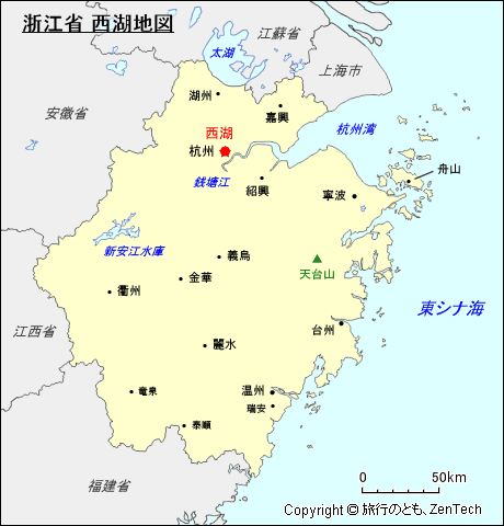 浙江省 西湖地図