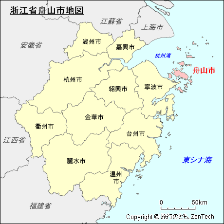 浙江省舟山市地図