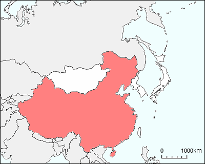 東アジアにおける中国地図