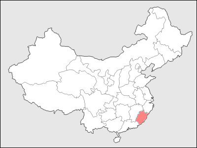 中国における福建省地図