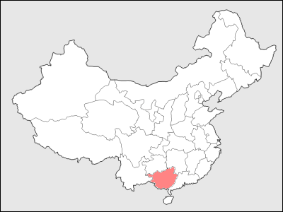 中国における広西チワン族自治区の位置