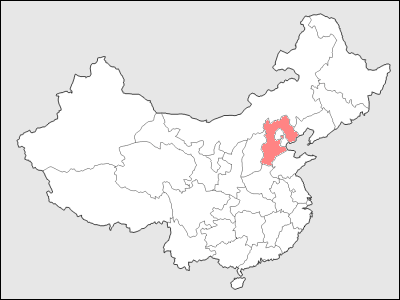 中国における河北省地図