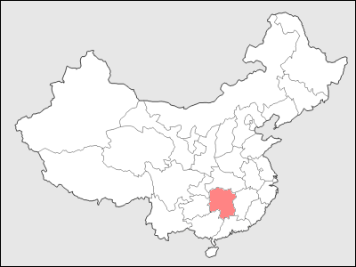 中国における湖南省地図