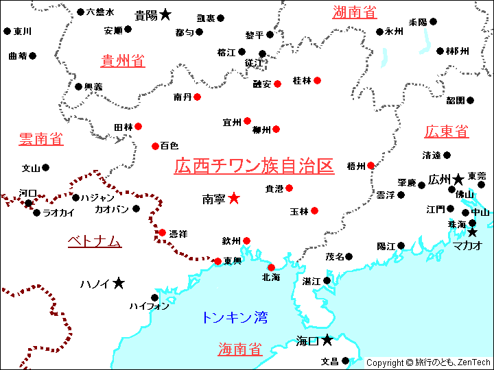 広西チワン族自治区 地図