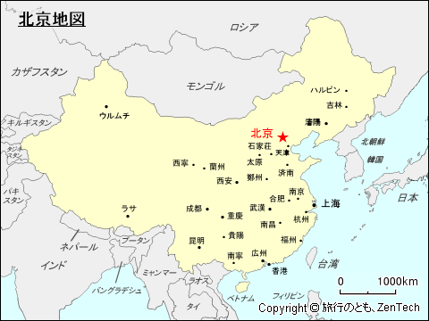 中国における北京地図