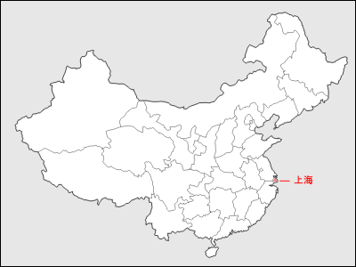 中国における上海地図