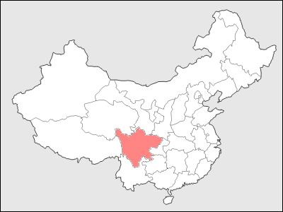 中国における四川省地図