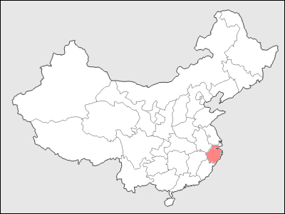 中国における浙江省地図