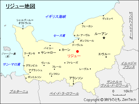 ノルマンディにおけるリジュー地図