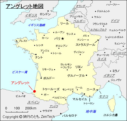 アングレット地図