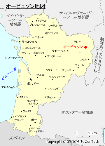 ヌーヴェル＝アキテーヌ地域圏オービュソン地図