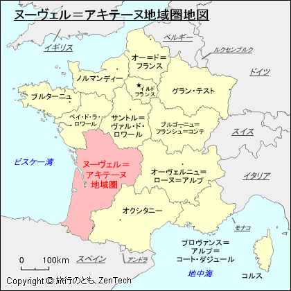 ヌーヴェル＝アキテーヌ地域圏地図