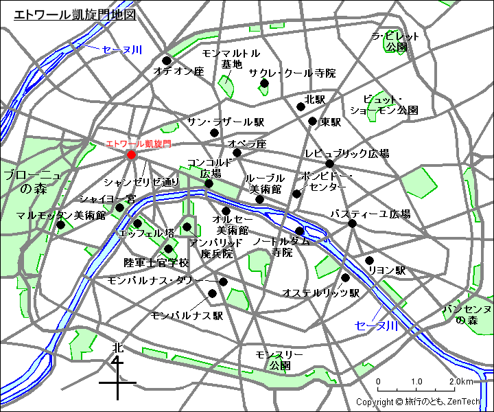 パリ・エトワール凱旋門地図
