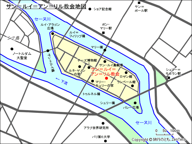 サン・ルイ島サン＝ルイ＝アン＝リル教会地図