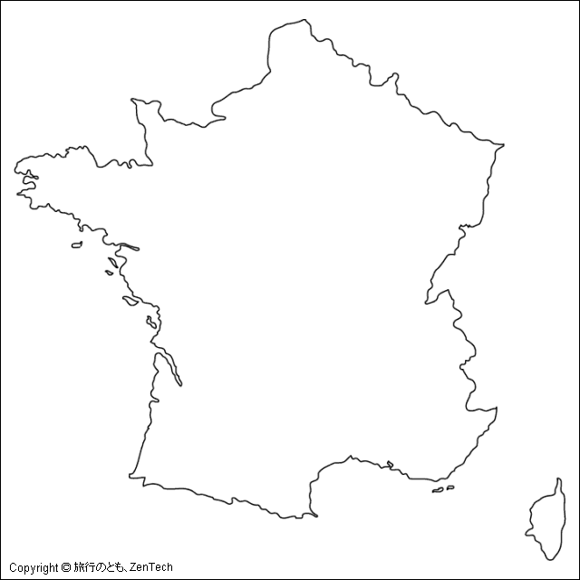 フランス白地図 旅行のとも Zentech