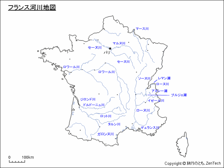 フランス河川地図 旅行のとも Zentech