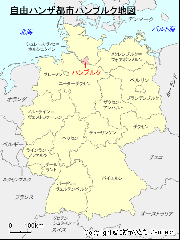 自由ハンザ都市ハンブルク地図