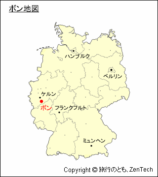 ドイツにおけるボンの位置地図
