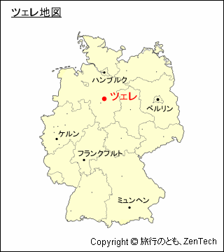 ドイツにおけるツェレの位置地図