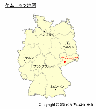 ドイツにおけるケムニッツの位置地図