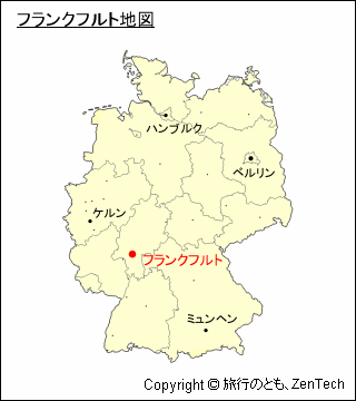 ドイツにおけるフランクフルトの位置地図