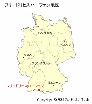 ドイツにおけるフリードリヒスハーフェンの位置地図