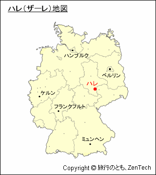 ドイツにおけるハレの位置地図