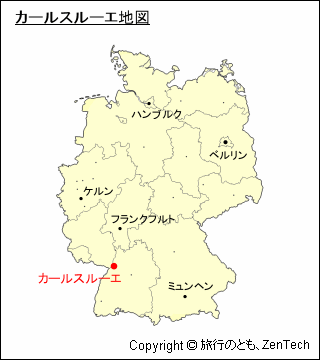 ドイツにおけるカールスルーエの位置地図