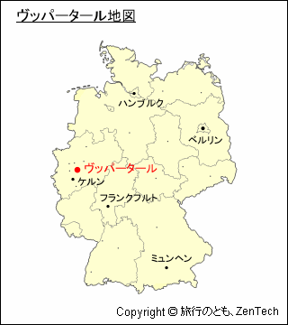 ドイツにおけるヴッパータールの位置地図