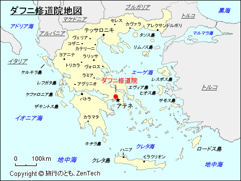 ダフニ修道院地図