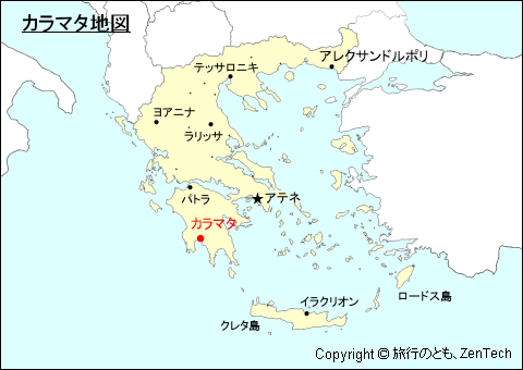 ギリシャにおけるカラマタ地図