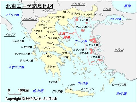 ギリシャ 北東エーゲ諸島地図 旅行のとも Zentech