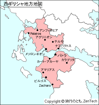 西ギリシャ地方地図
