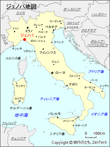 イタリアにおけるジェノバ地図