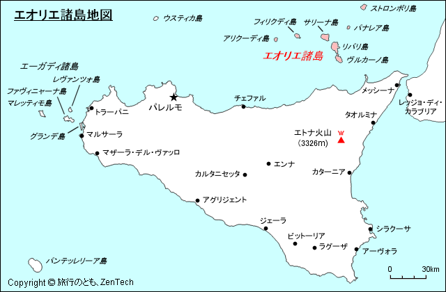 エオリエ諸島地図