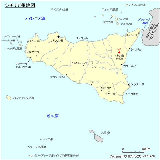シチリア州地図