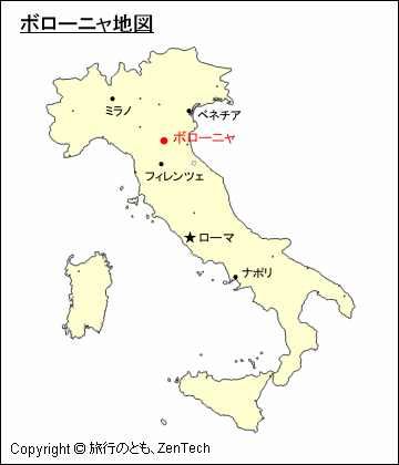 イタリアにおけるボローニャ地図