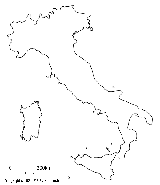 イタリア白地図 旅行のとも Zentech