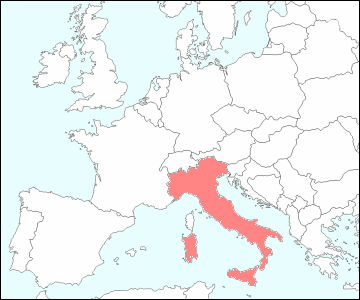 西ヨーロッパにおけるイタリア地図