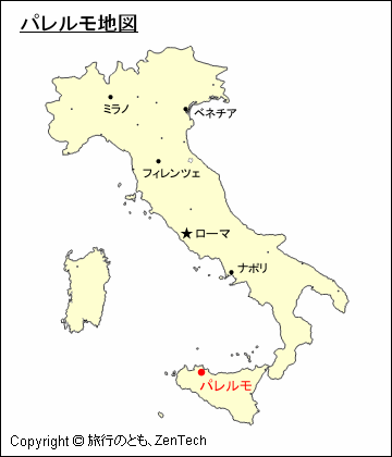 イタリアにおけるパレルモ地図