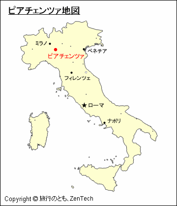イタリアにおけるピアチェンツァ地図