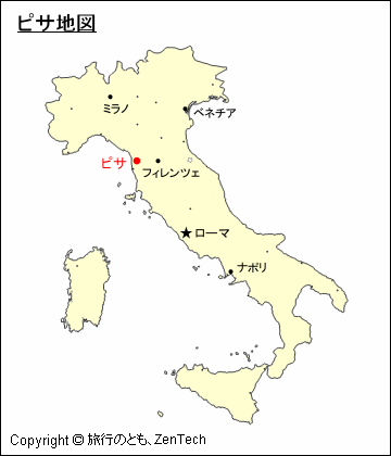 イタリアにおけるピサ地図