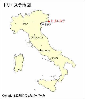 イタリアにおけるトリエステ地図