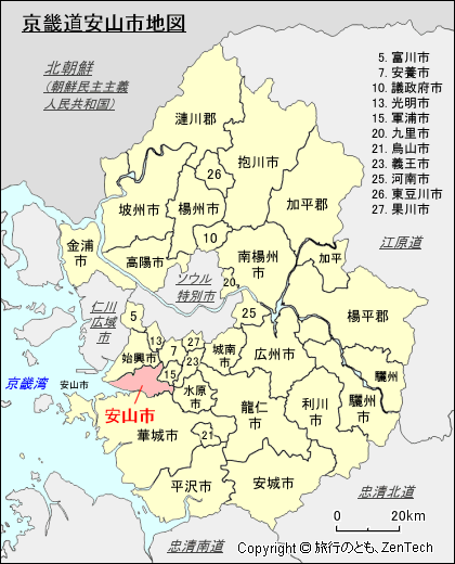 京畿道安山市地図