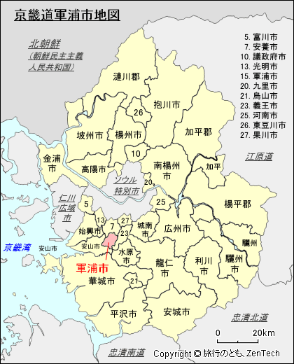 京畿道軍浦市地図